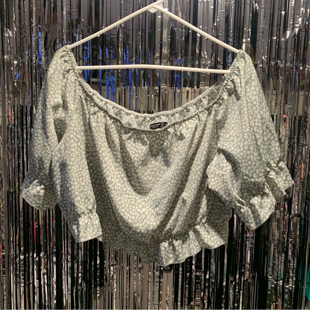 SHEIN Light Mint Spotted Crop Top Size 4X